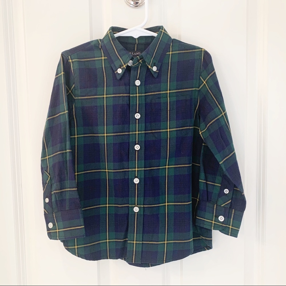 E-LAND PLAID BUTTON DOWN COLLAR SHIRT SIZE 3T. NWT.